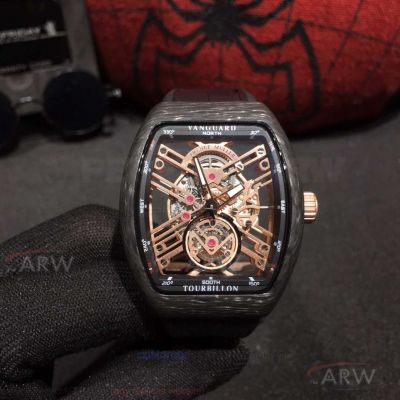 FM Factory Franck Muller Vanguard Skeleton Tourbillon Carbon Fiber Case Automatic Watch